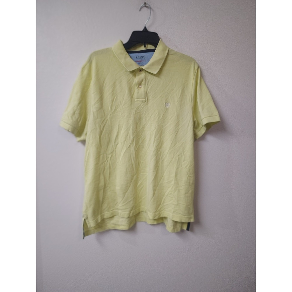 Chaps Everyday Polo Shirt Mens XL Yellow Short Sleeve Cotton Pique Crest Logo
